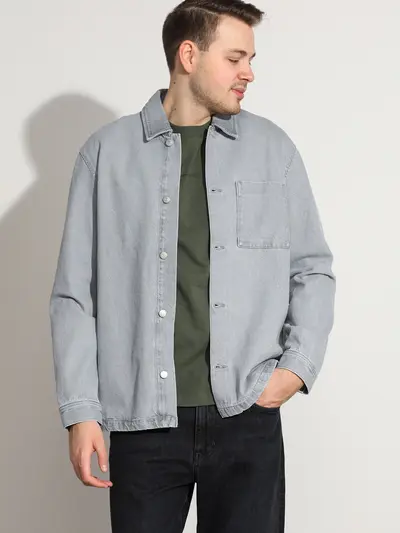 Куртка джинсовая светло-серого цвета из хлопка